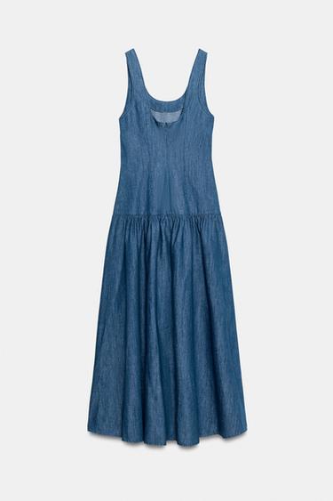 MIDI DRESS WITH CAPE SKIRT - Blue by Zara - Image 7