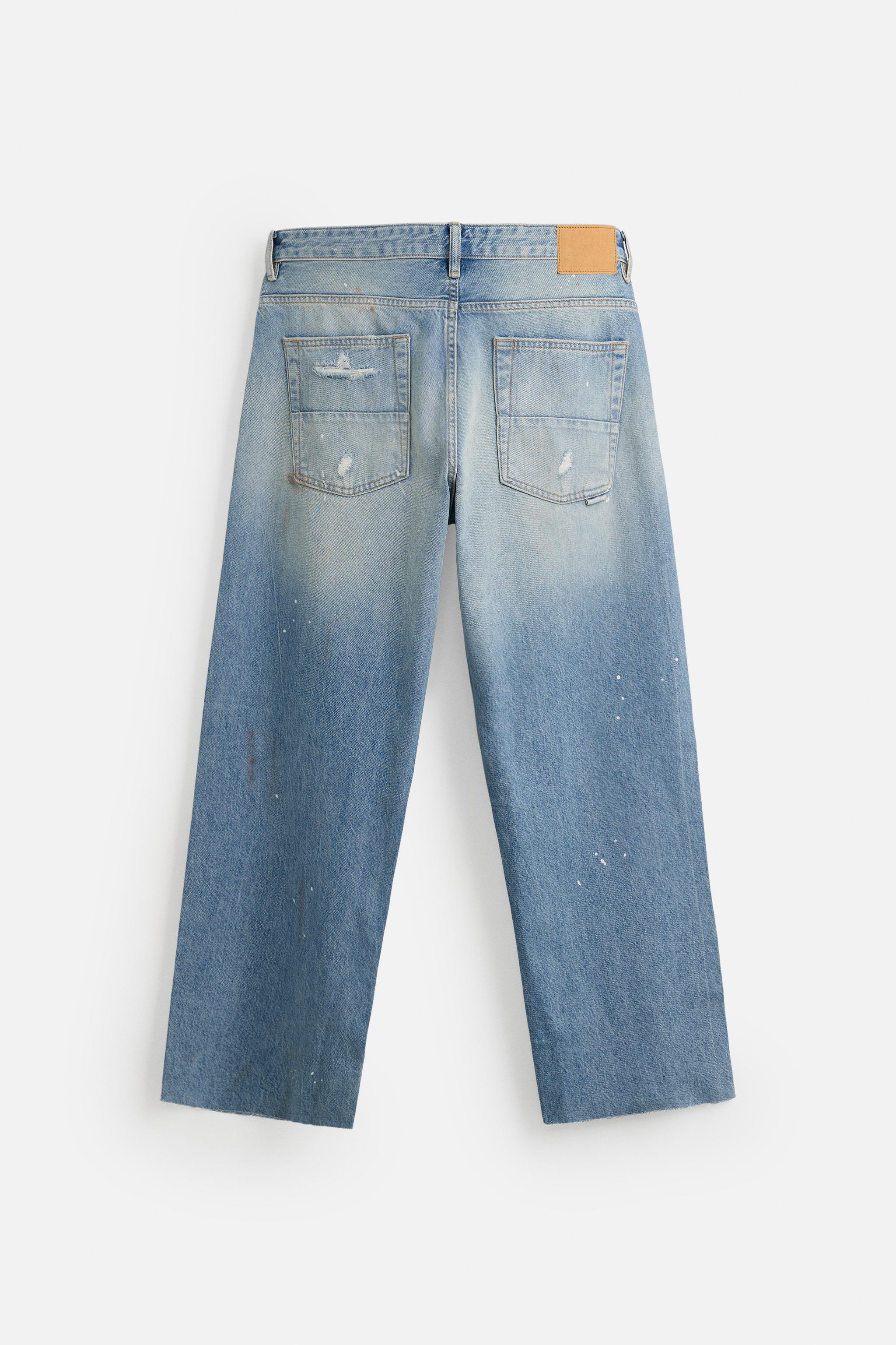 ZARA】ウォッシュド加工プリントバギーフィットジーンズ (ZARA