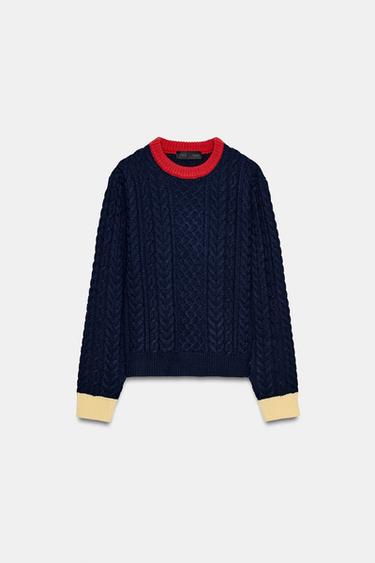 CABLE-KNIT COLOUR BLOCK JUMPER - Multicoloured by Zara - Image 4
