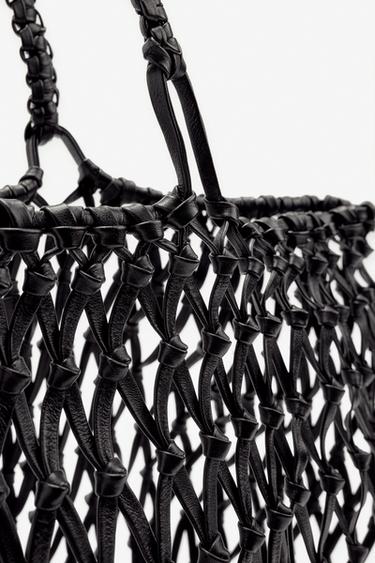 LIMITED EDITION BRAIDED LEATHER MAXI TOTE BAG - Black by Zara - Image 3