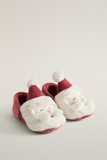 KIDS SANTA CLAUS CHRISTMAS SLIPPERS — Red 2