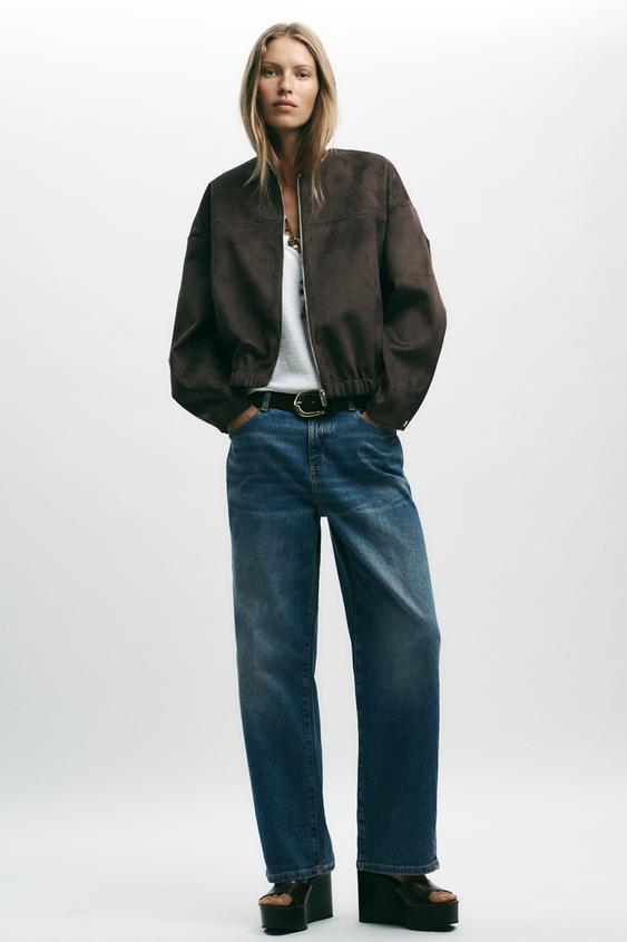 Bomber Jacket Cazadora Piel Mujer Zara BOMBER EFECTO ANTE