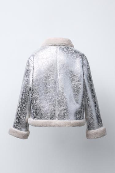 METALLIC DOUBLE-FACED JACKET - Silver by Zara - Image 3