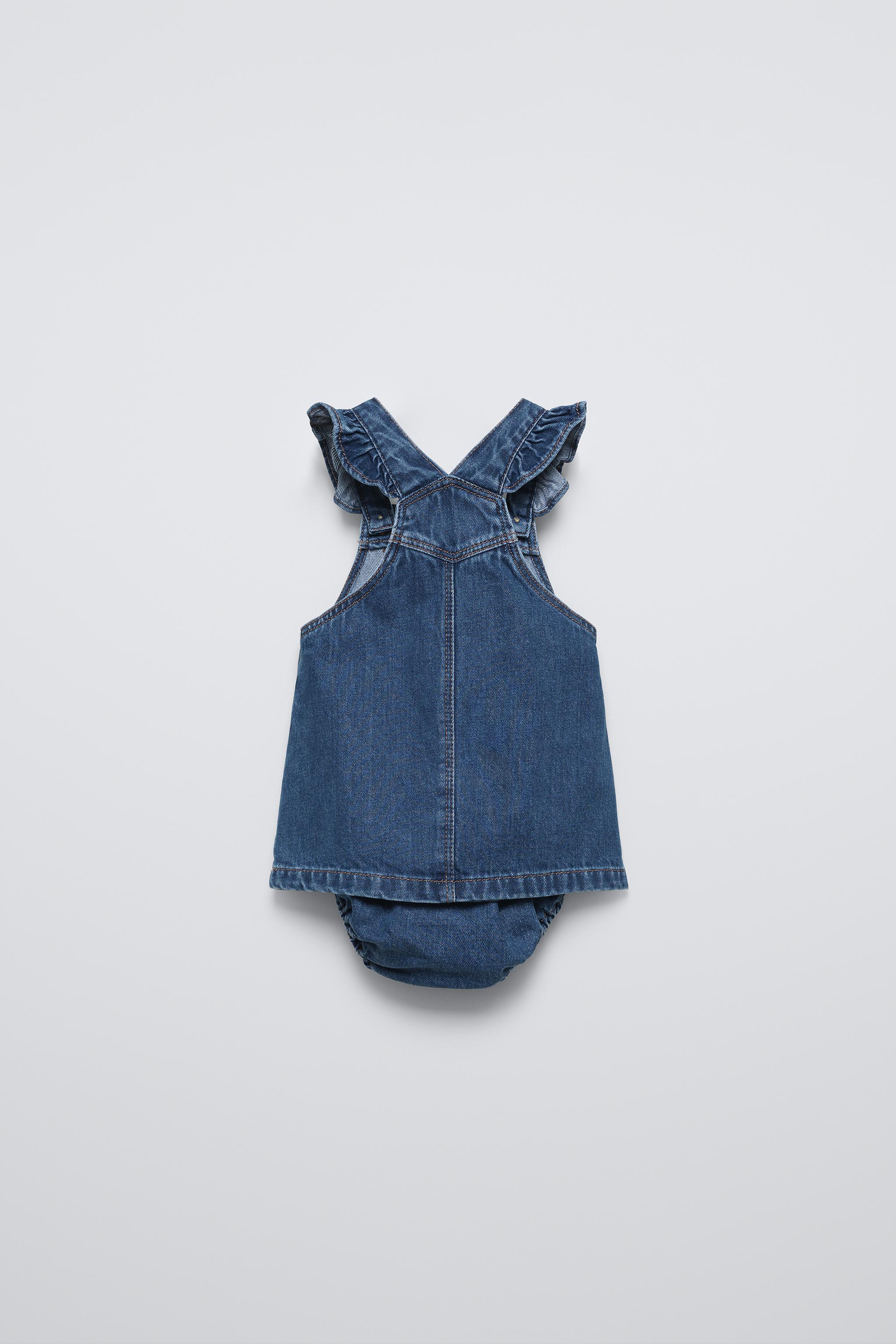 Zara BLEACH WASH DENIM sale PINAFORE DRESS