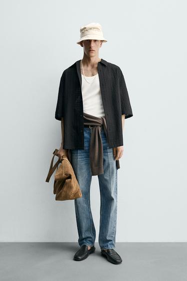 TEXTURED BOXY FIT SHIRT - Black by Zara