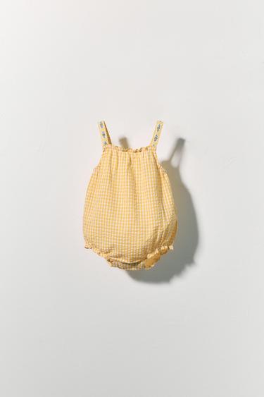Zara GINGHAM ROMPER - Yellow