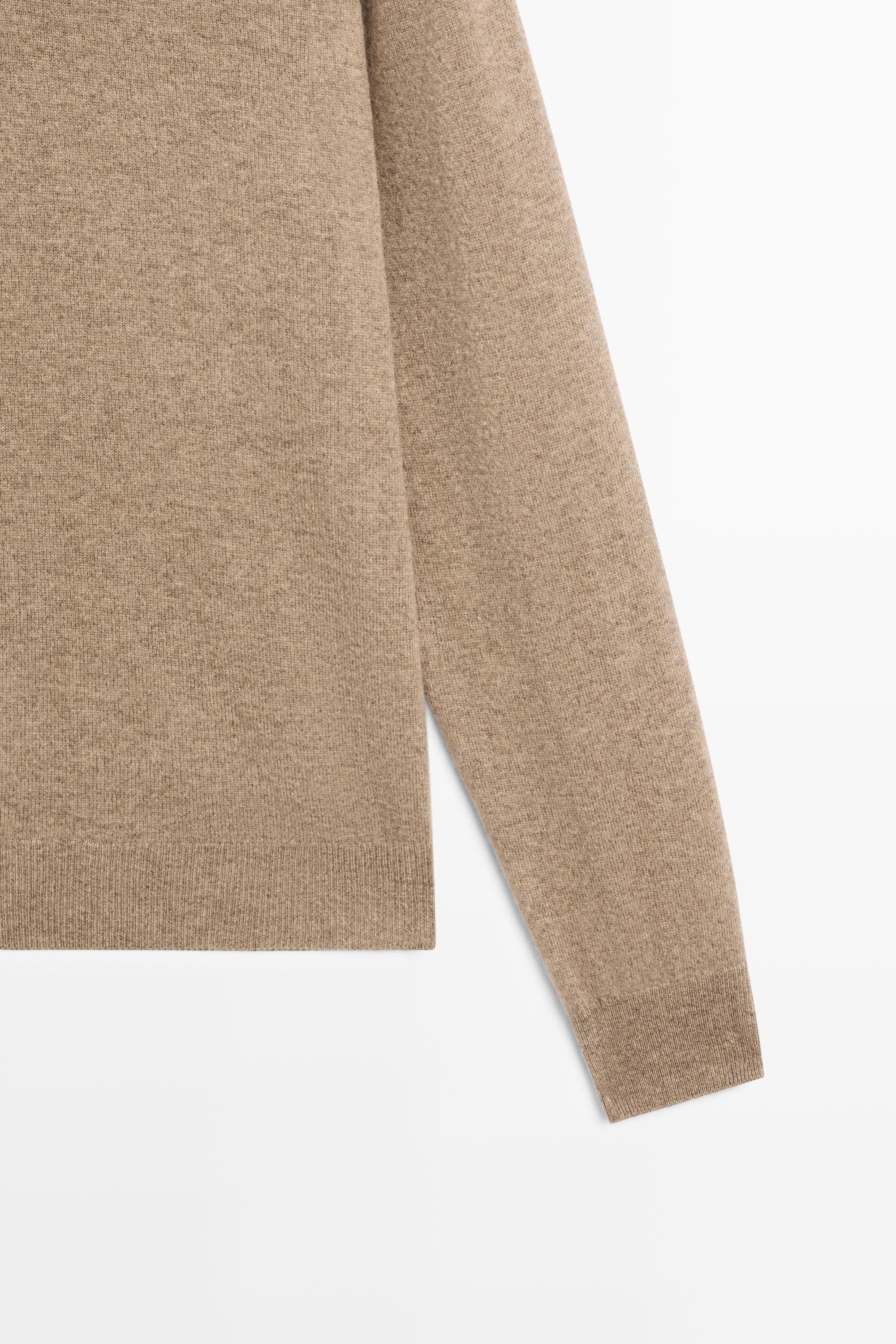 Wool blend knit polo sweater