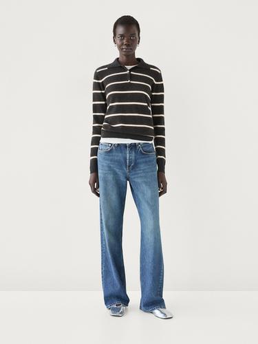 Zara 100% cashmere striped knit polo sweater - Brown - Image 0