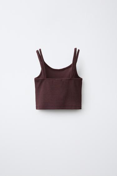 ENSEMBLE CÔTELÉ TOP ET PANTALON DROIT - Marron de Zara - Image 2