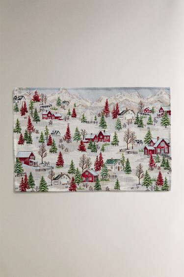 BESNEEUWDE JACQUARD KERSTPLACEMAT - Rood van Zara - Afbeelding 0