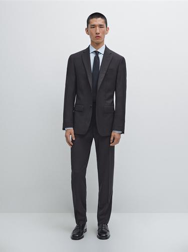 Zara 100% wool suit trousers - Navy blue - Image 0