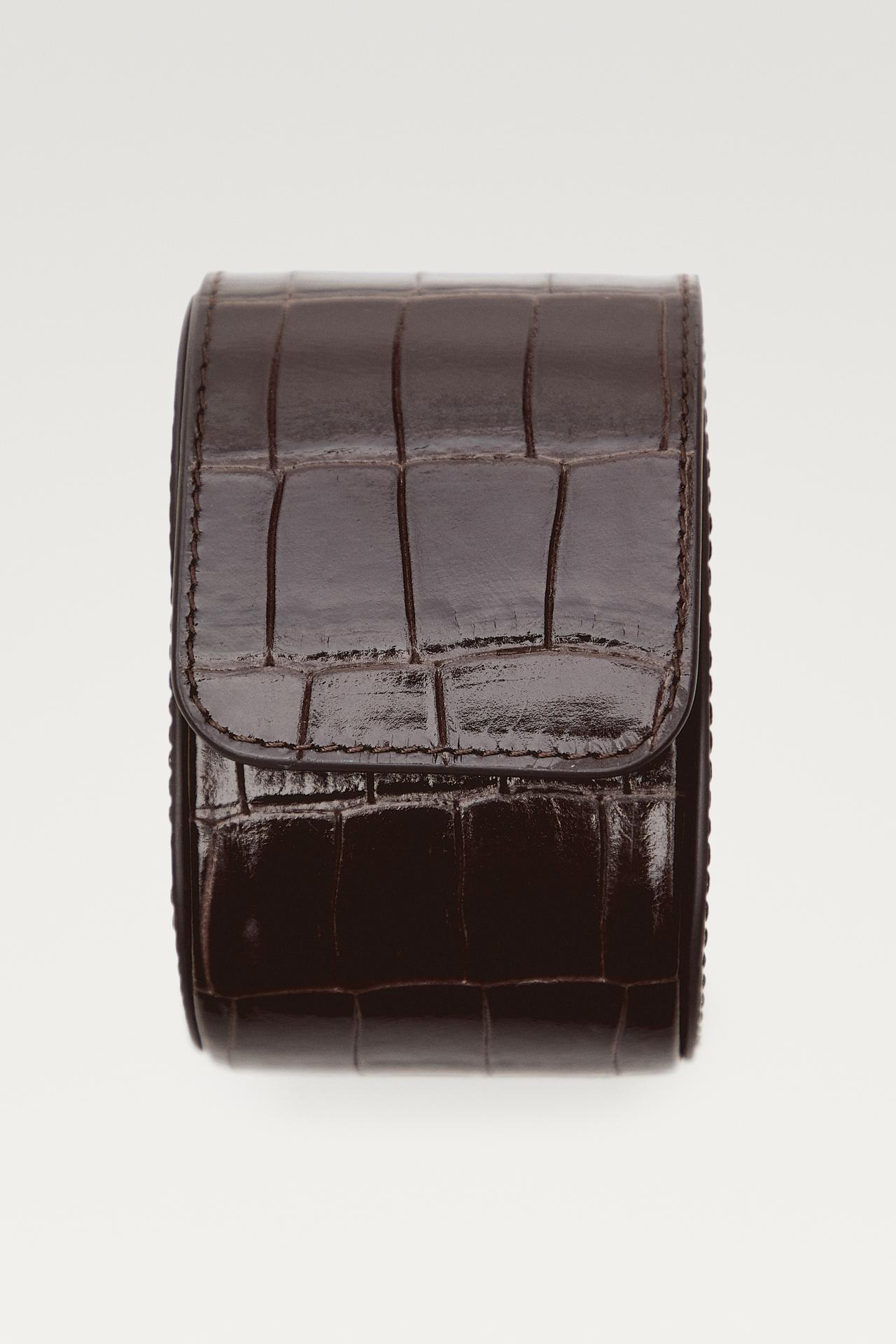 Croc nappa leather watch case — Brown