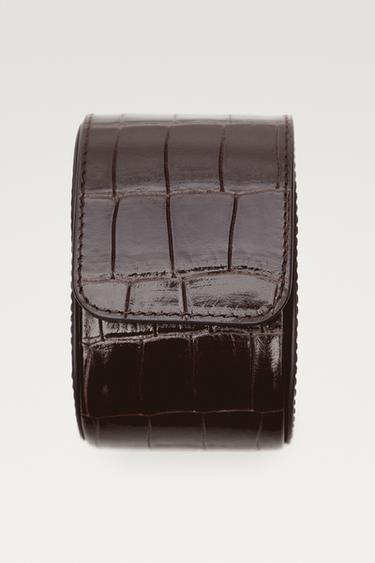 Croc nappa leather watch case — Brown 1