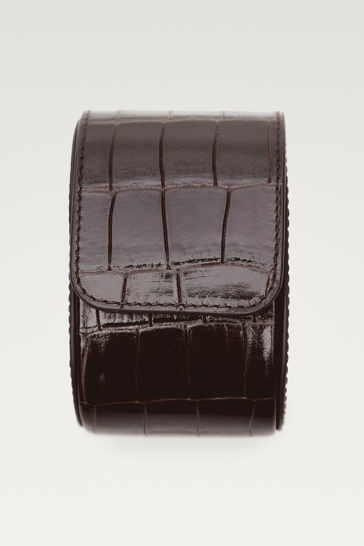 Croc nappa leather watch case — Brown