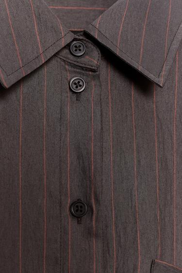CHEMISE RAYÉE OVERSIZE ZW COLLECTION - Marron chocolat de Zara - Image 6