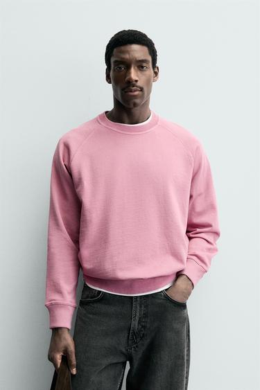 Zara 基本款圓領褪色運動衫 - 玫瑰金色