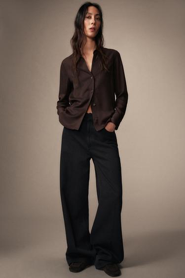 ZW COLLECTION FLOWING SHIRT - Brown by Zara - Image 0