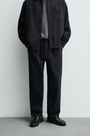 REGULAR FIT TWILL BROEK - Marineblauw van Zara