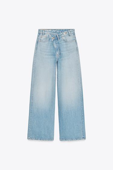 TRF WIDE-LEG HIGH-WAIST JEANS WITH CROSSOVER WAIST - Light blue by Zara - Image 6