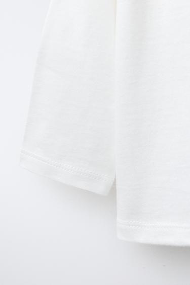 T-SHIRT AVEC APPLIQUÉ ANIMAUX ET VELOURS BOUCLÉ OURSONS - Blanc cassé de Zara - Image 3