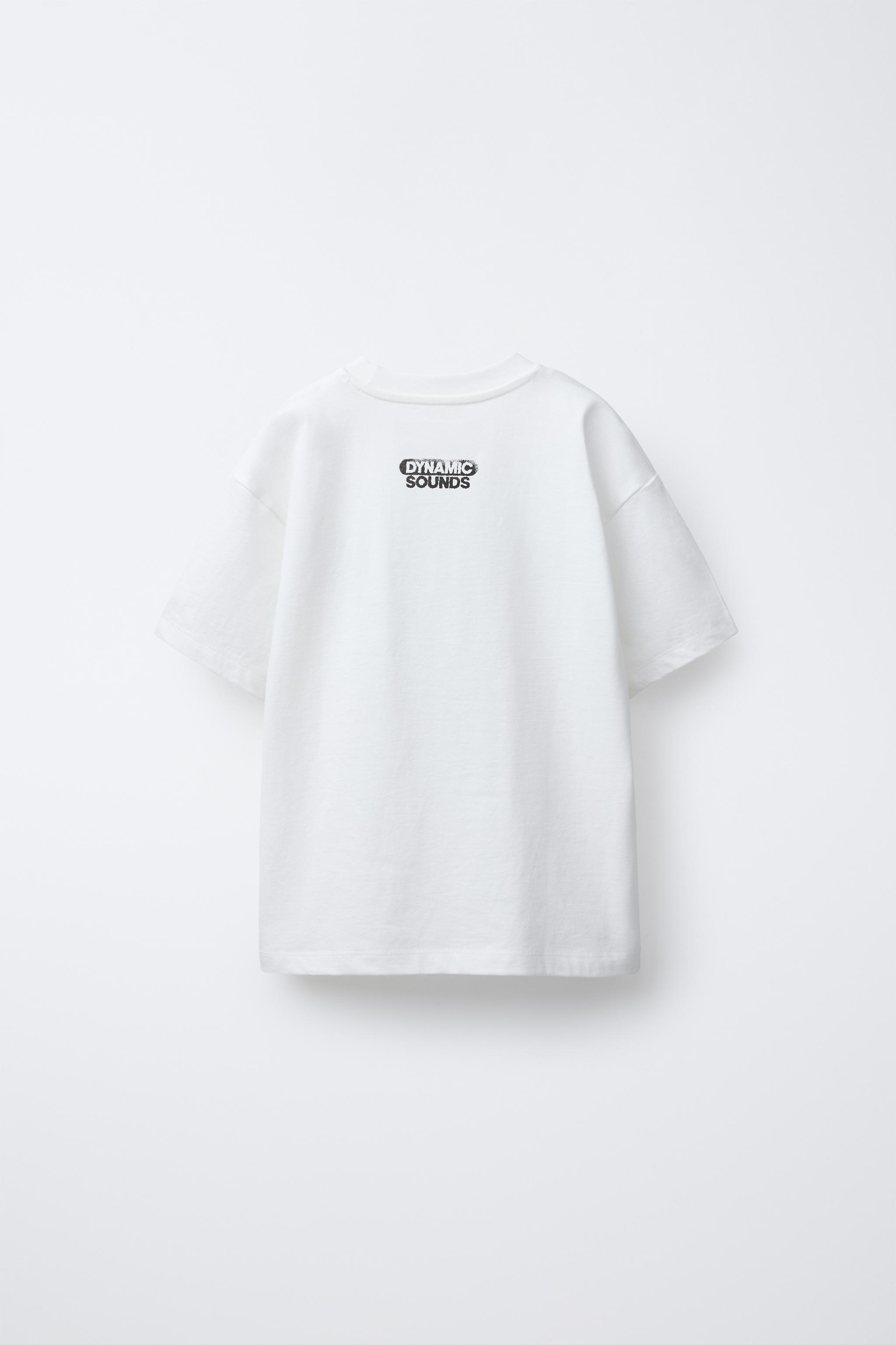 fuzzy様 ⭕️2月11〜14着(15使用⭕️文字白 テキストプリント&ラベル付きTシャツ - ホワイト | ZARA Japan