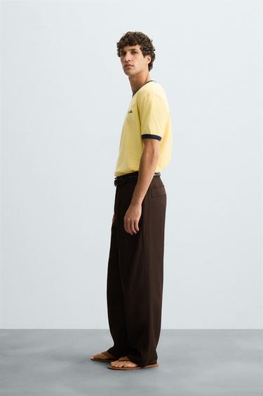 WASHED RIB EMBROIDERED T-SHIRT - Yellow by Zara - Image 3