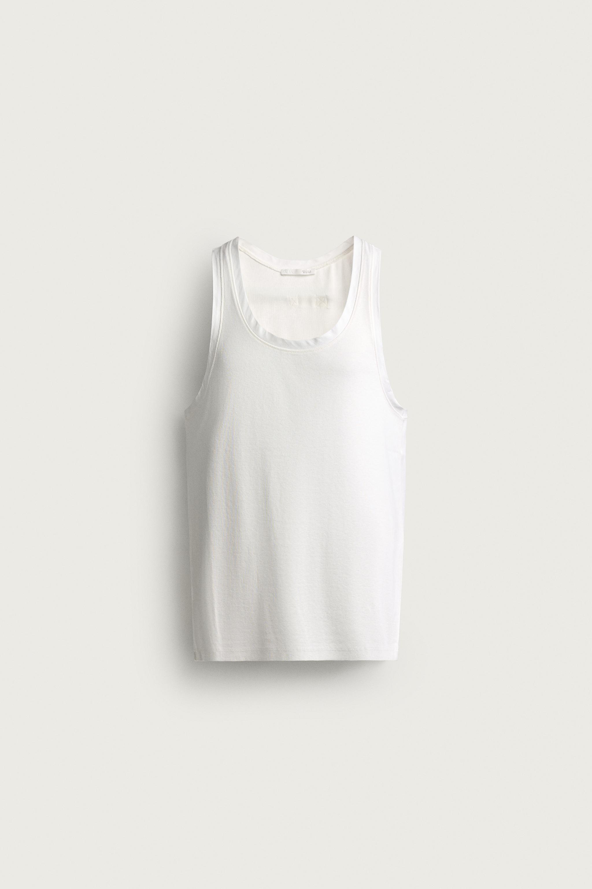 RIB TANK TOP WITH MATCHING TRIM — White