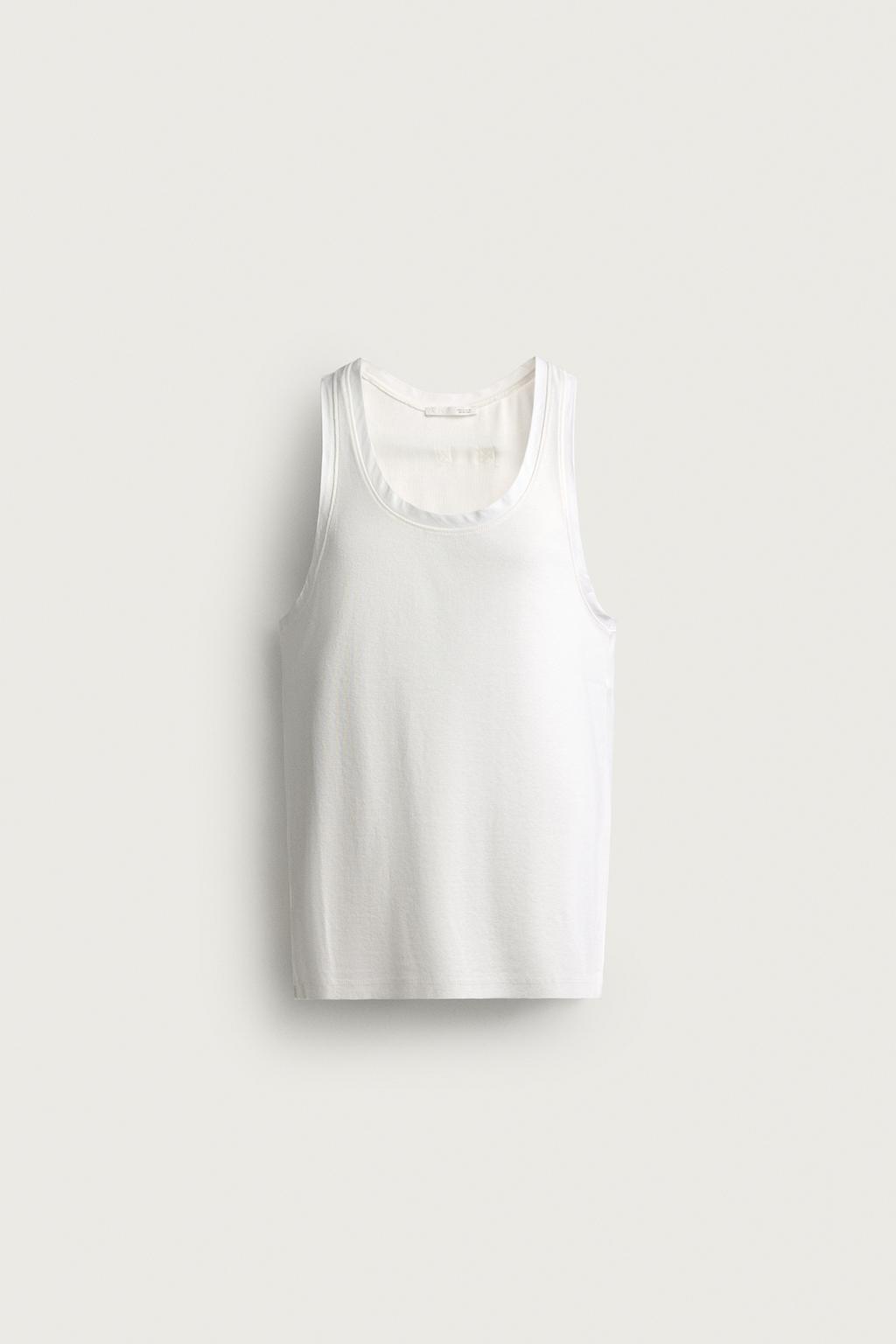 CONTRAST TRIM RIBBED TANK TOP