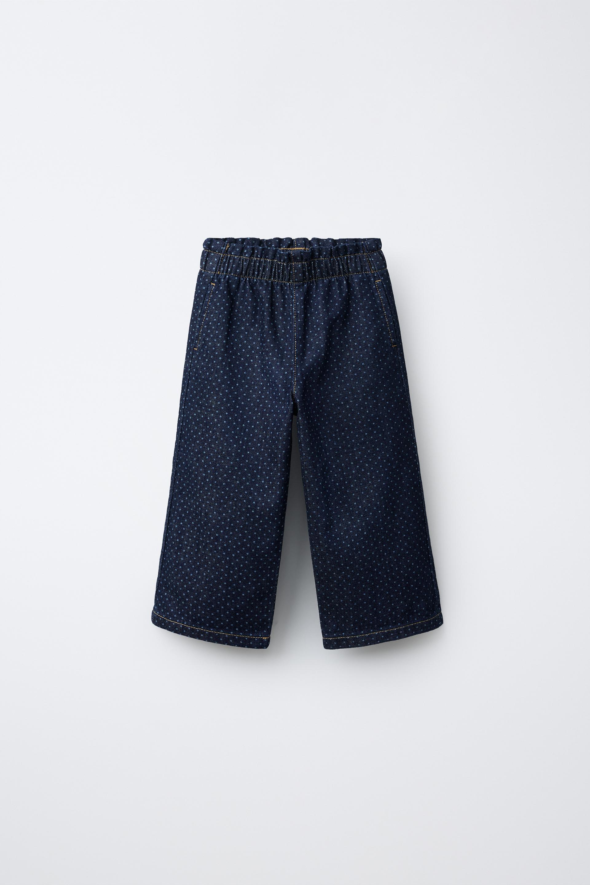 Wide-Leg Polka Dot Jeans