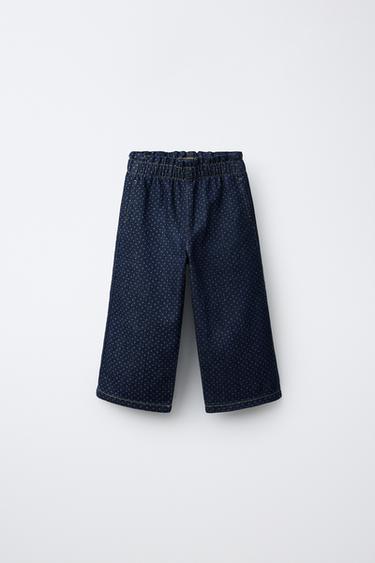 WIDE-LEG POLKA DOT JEANS - Blue by Zara