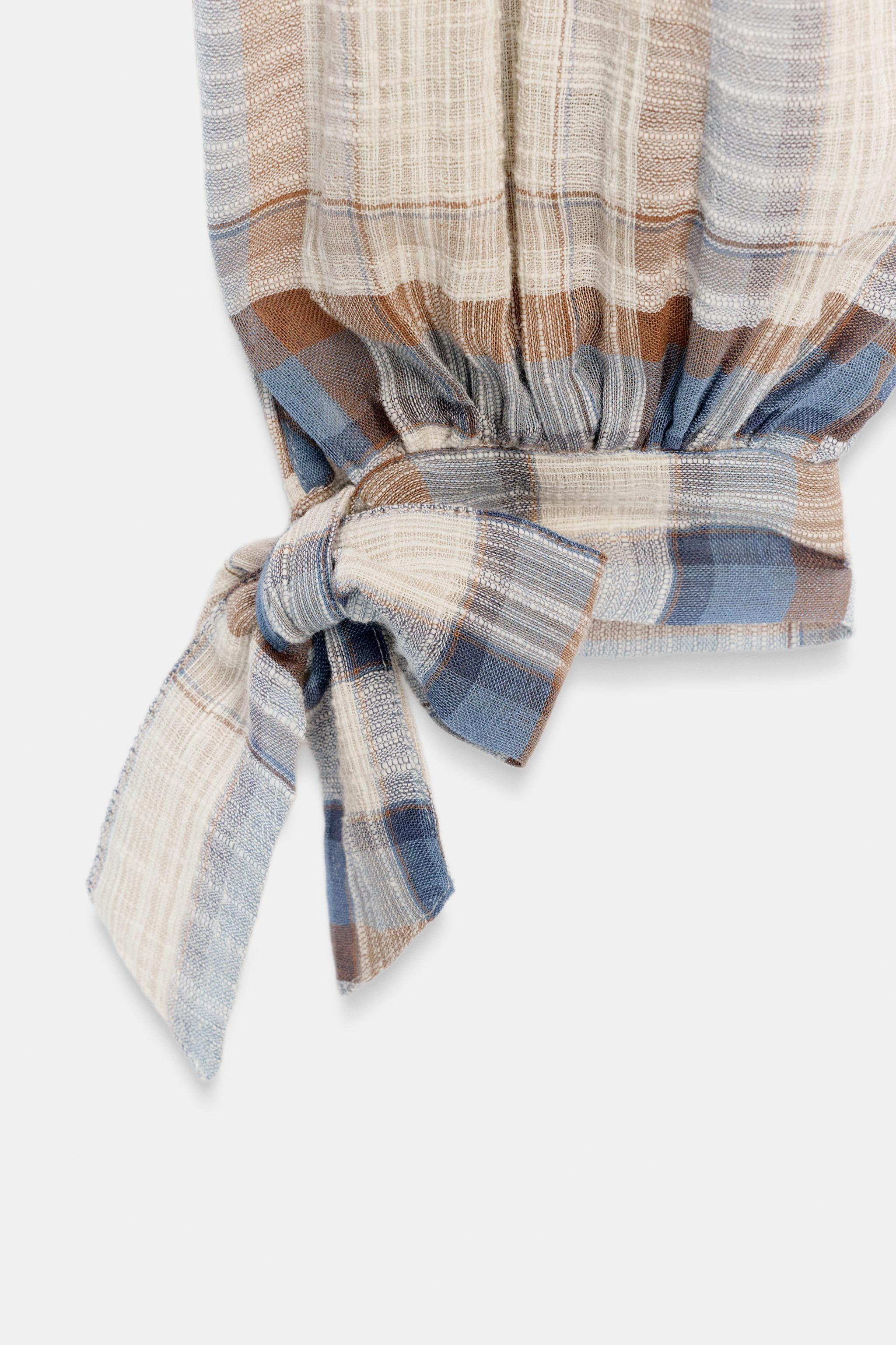 Женские брюки Zara PLAID BOW BALLOON PANTS — фото 9