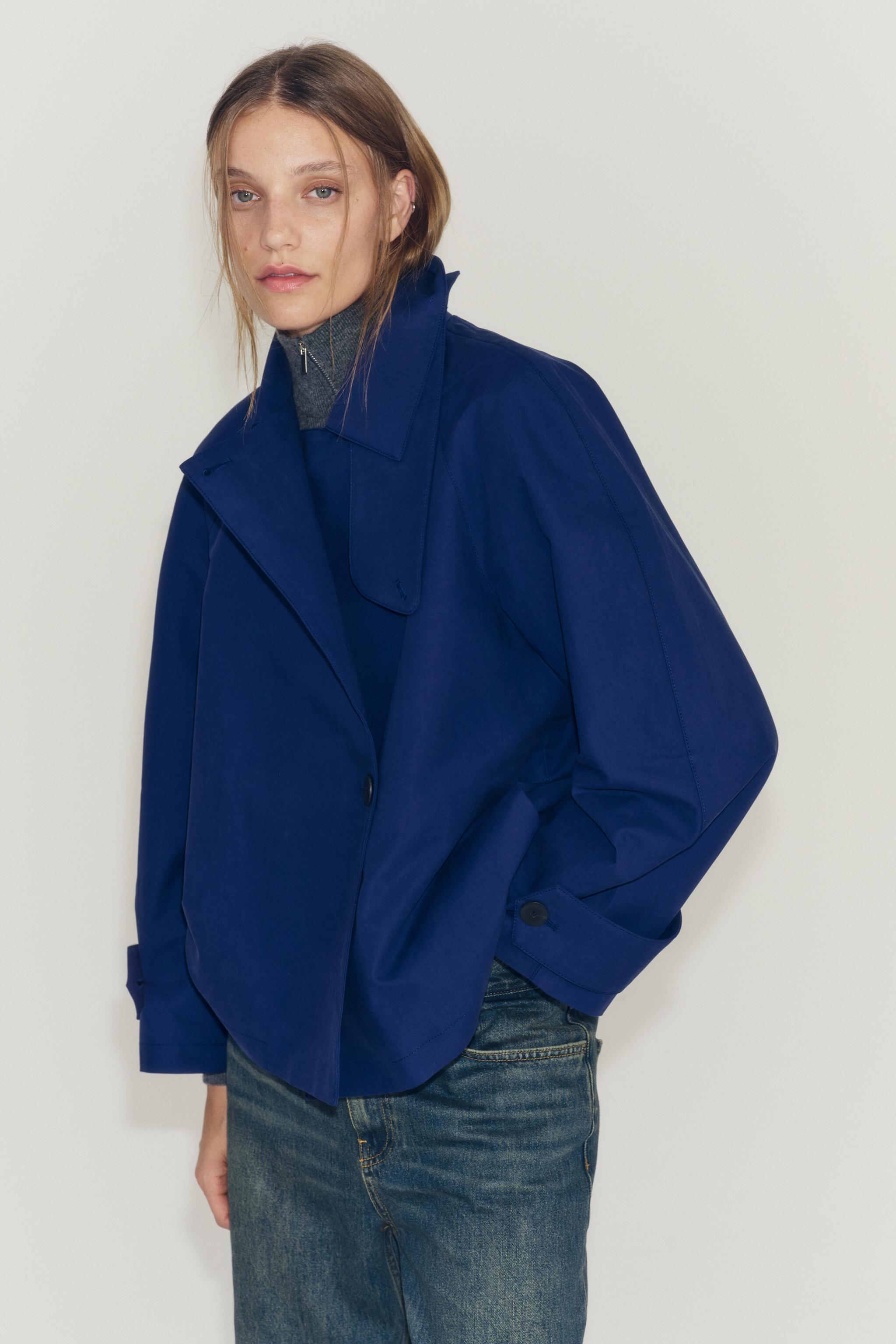 ZW COLLECTION SHORT TRENCH COAT — Bluish