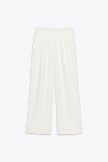 PANTALÓN ANCHO PINZAS - Crudo de Zara