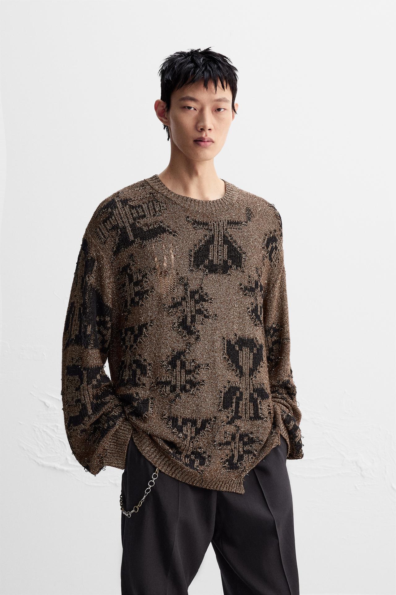 LIMITED EDITION SHINY OPENWORK SWEATER - Golden by Zara