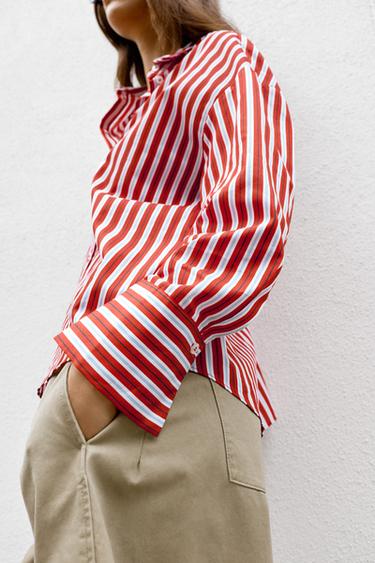 CHEMISE RAYÉE - Blanc / Rouge de Zara - Image 5