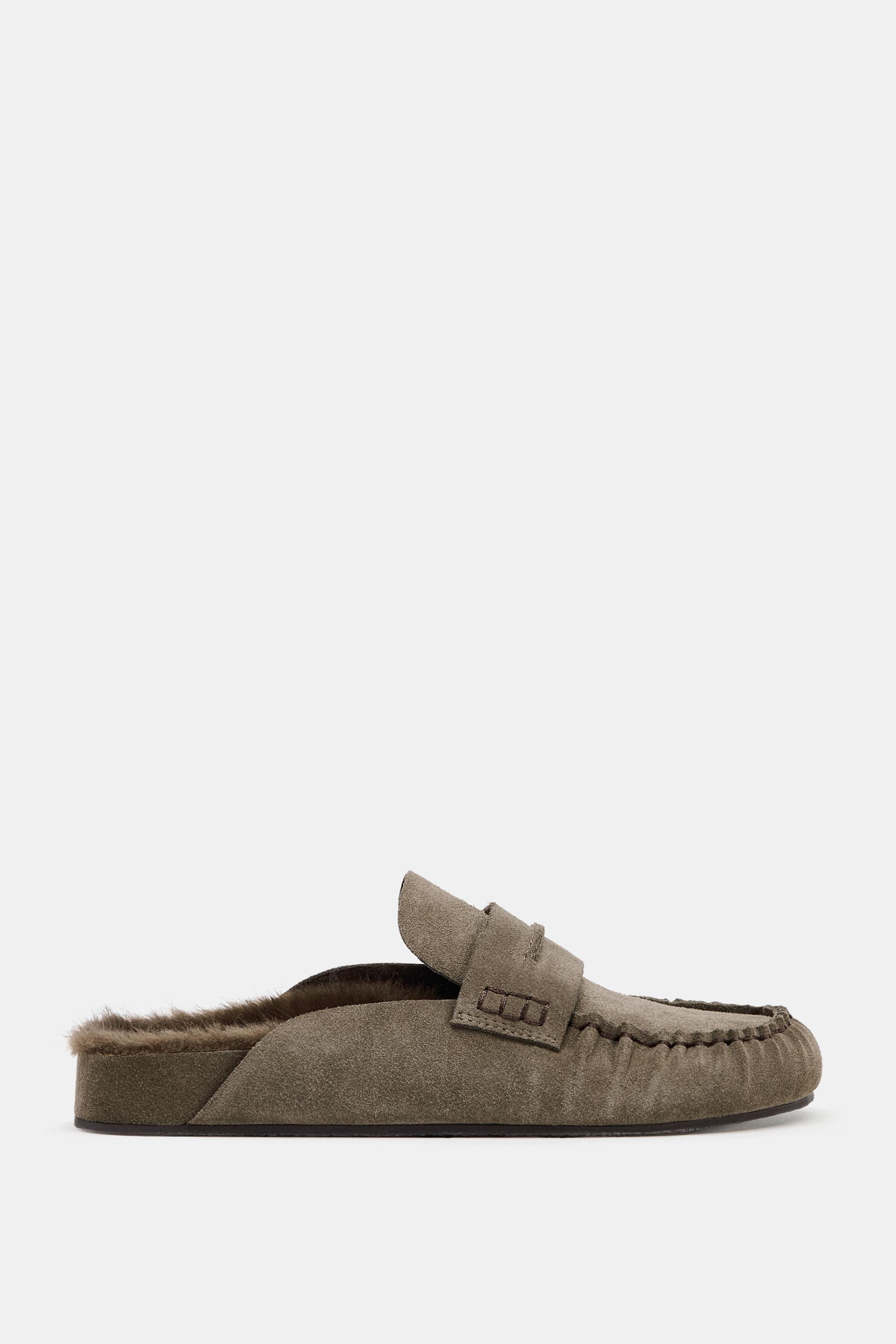 LEATHER SLINGBACK CLOGS - Khaki Green | ZARA South Africa