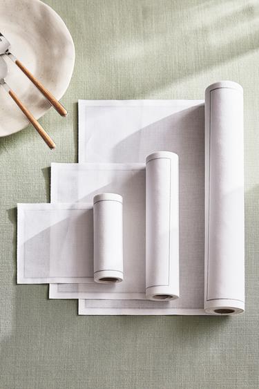 REUSABLE NAPKINS (PACK OF 20) - White / Grey by Zara - Image 6