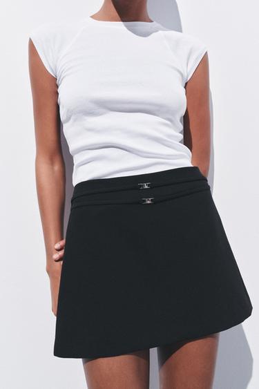 FALDA PANTALÓN CINTURÓN - Negro de Zara