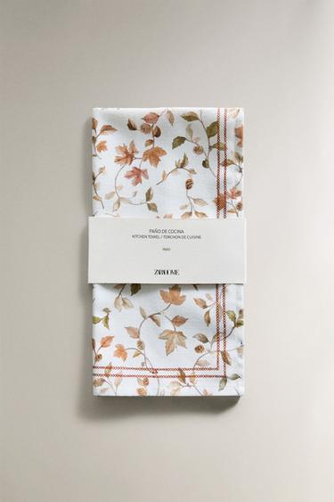 PACK OF COTTON LEAF TEA TOWELS (PACK OF 2) - Green by Zara - Image 4