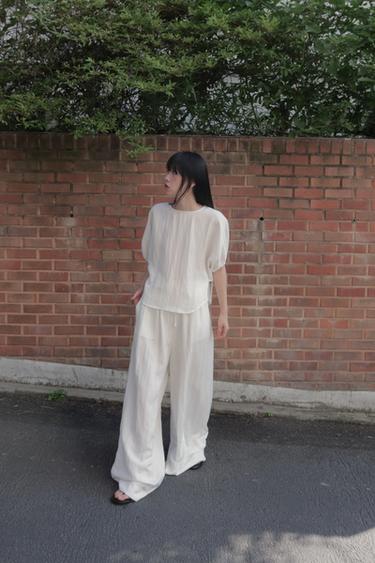 ZW COLLECTION PALAZZO TROUSERS - Oyster-white by Zara