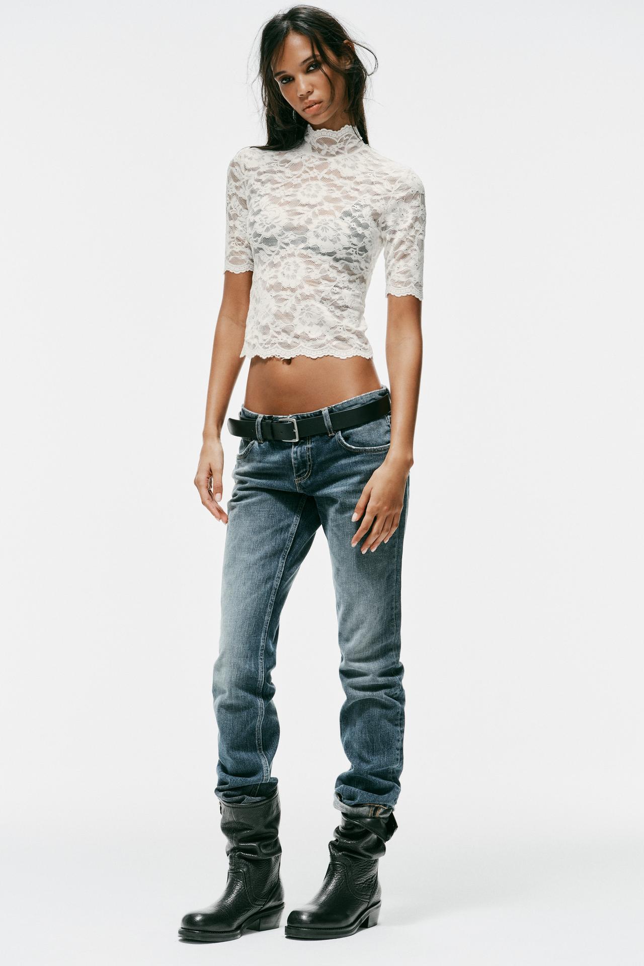 SPARKLY LACE TOP — Ecru