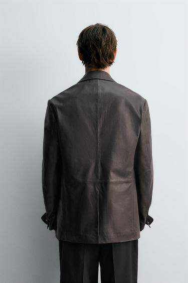 RELAXED FIT NAPPA LEATHER BLAZER - Brown by Zara - Image 2
