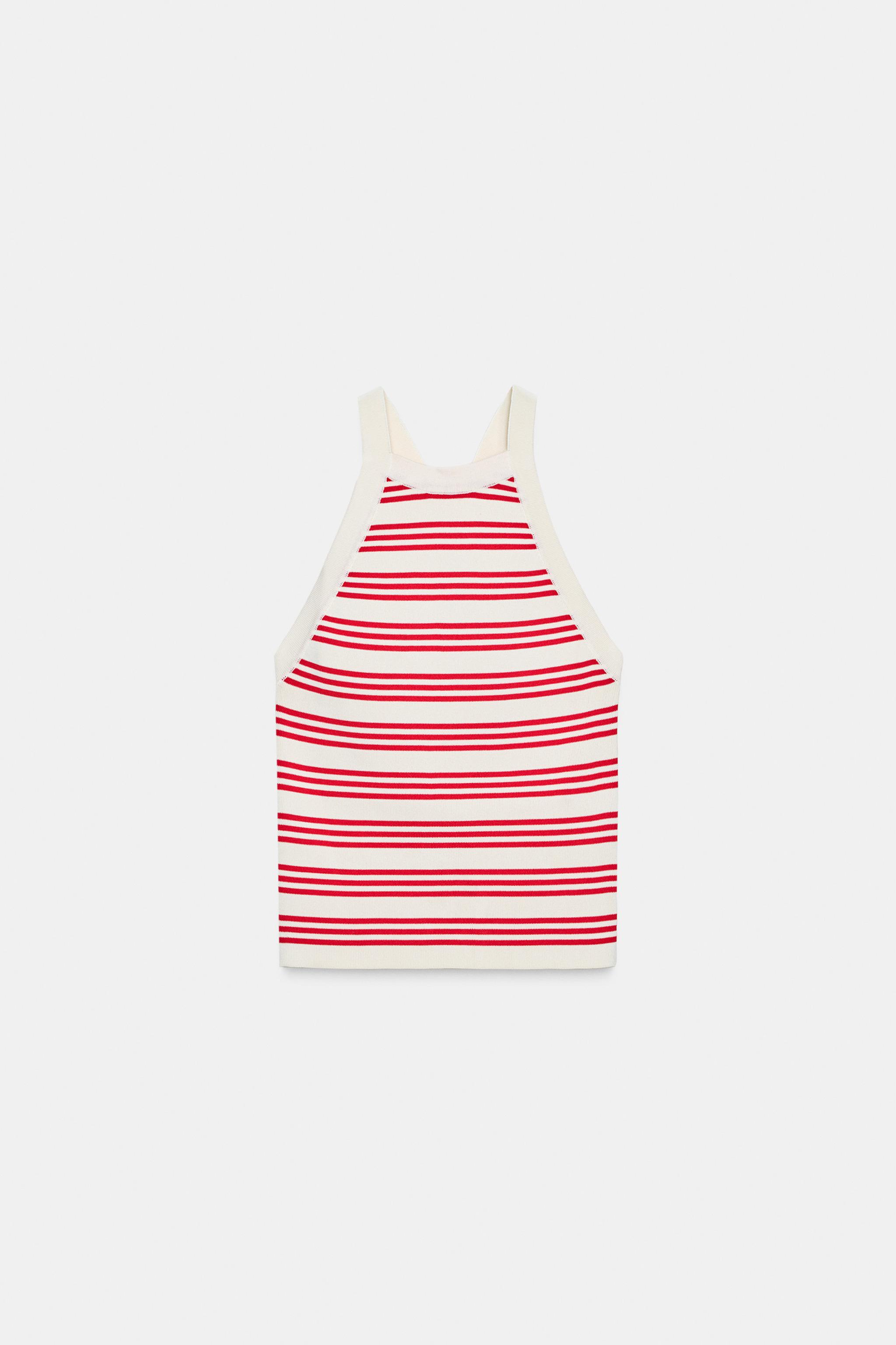 KNIT HALTER TOP - White / Red | ZARA South Africa