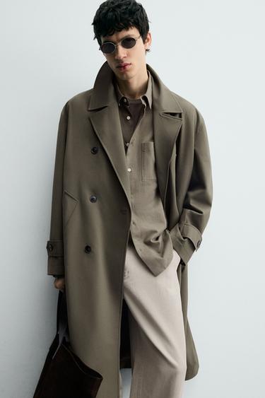 FLOWING OVERSIZE FIT TRENCH COAT - Taupe grey by Zara