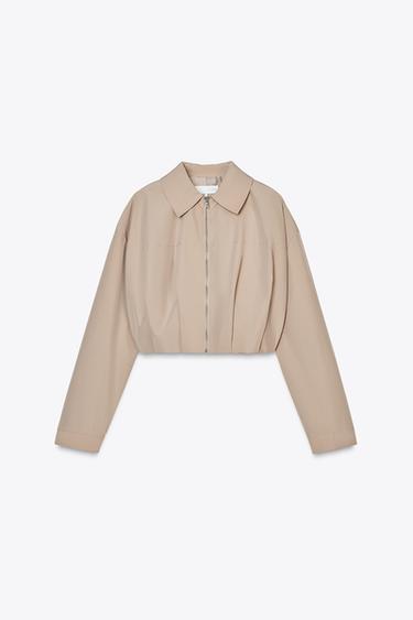 SHORT PLEATED JACKET - camel by Zara