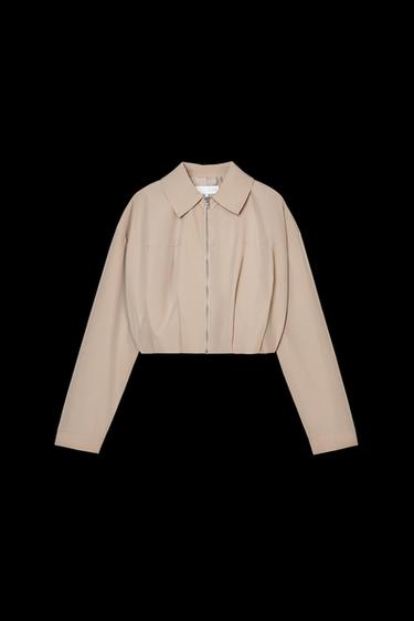 KURZE JACKE MIT ZIERFALTEN - Hellbraun von Zara - Bild 0