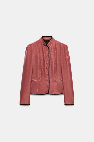 BLAZER TERCIOPELO VIVO CONTRASTE - Rosa de Zara - Imagen 0
