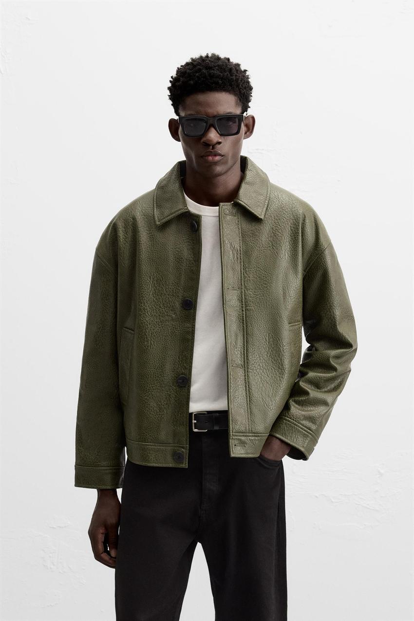 フェイクレザー ジャケット - グリーン | ZARA Japan / 日本