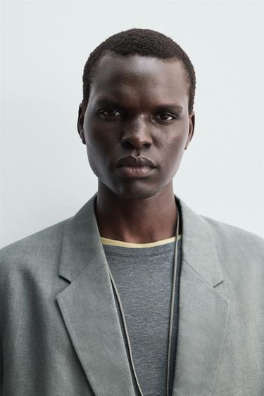 DOUBLE-BREASTED 100% LINEN SUIT BLAZER - washed green by Zara - Image 4