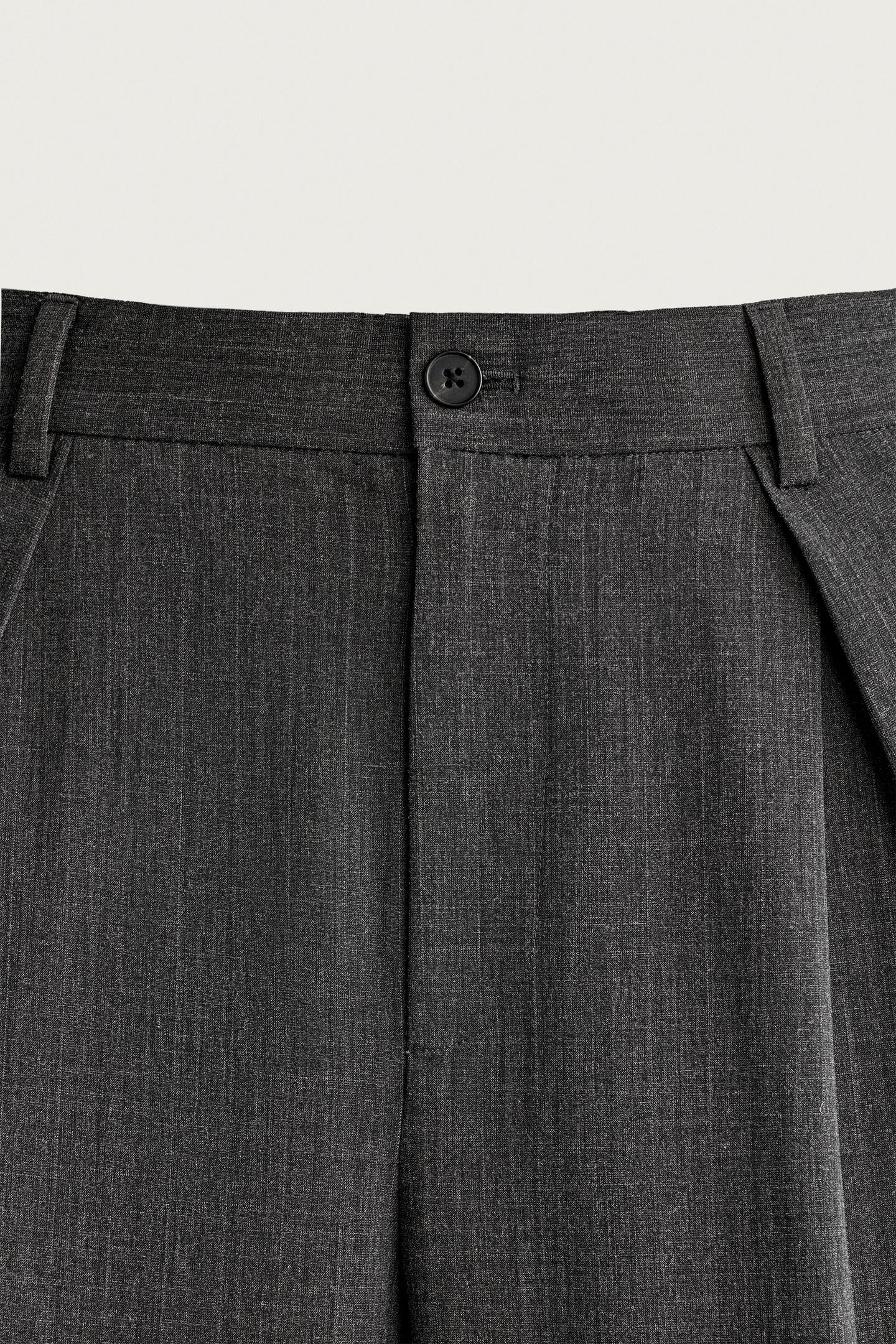 Мужские брюки Zara Relaxed-Fit Pleated, цвет: Серый — фото 9